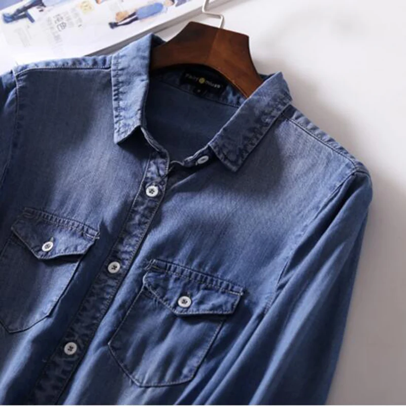 SEDUTMO 2018 Spring Denim Dress Women Tunic Jeans Shirt Dresses Sexy Autumn Vintage Fashion Long Sleeve Party Dress ED217