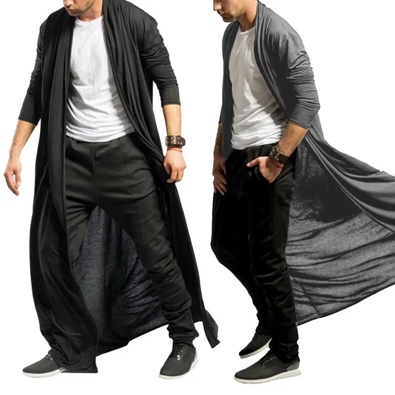 LASPERAL Vintage Trench Coat Men Autumn Fashion Solid Thin Mens Long Jackets Casual Plus Size Hip Hop Cardigan Male | Мужская одежда
