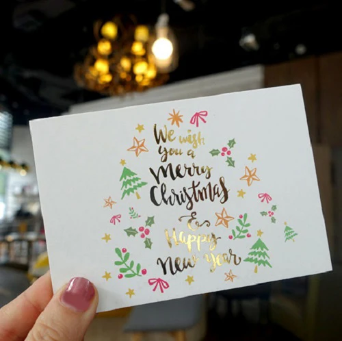 12set gold christmas theme word tree style card message christmas theme cards