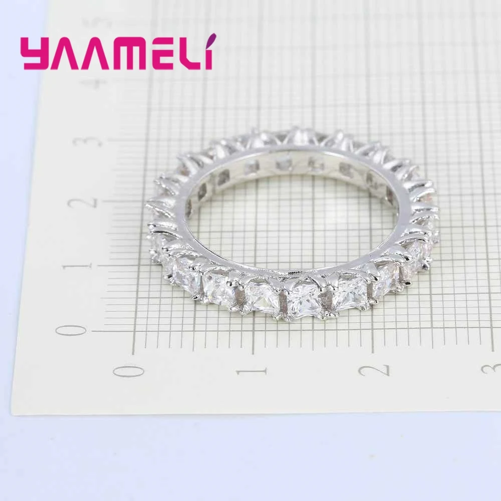 Модные квадратные 925 пробы серебряные Свадебные обручальные кольца AAA кубический цирконий камень высокое качество свадебные ювелирные изделия