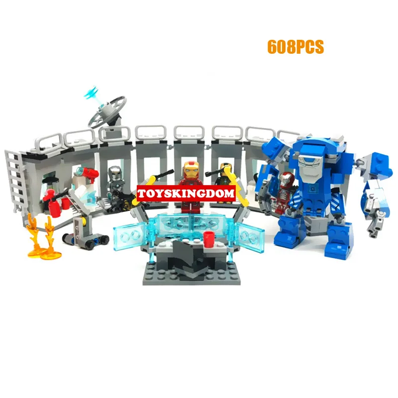 

super heroes marvel hangar building block avenger Endgame ironman hall of armour figures weapon 76125 bricks mk1 mk6 mk38 toys