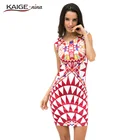 Save 1.4 on Sell Like Hot Cakes New Vestidos Summer Tropical Floral Print Sleeveless Sheath O-Neck Natural Knee-Length Dress Sexy Casual2249