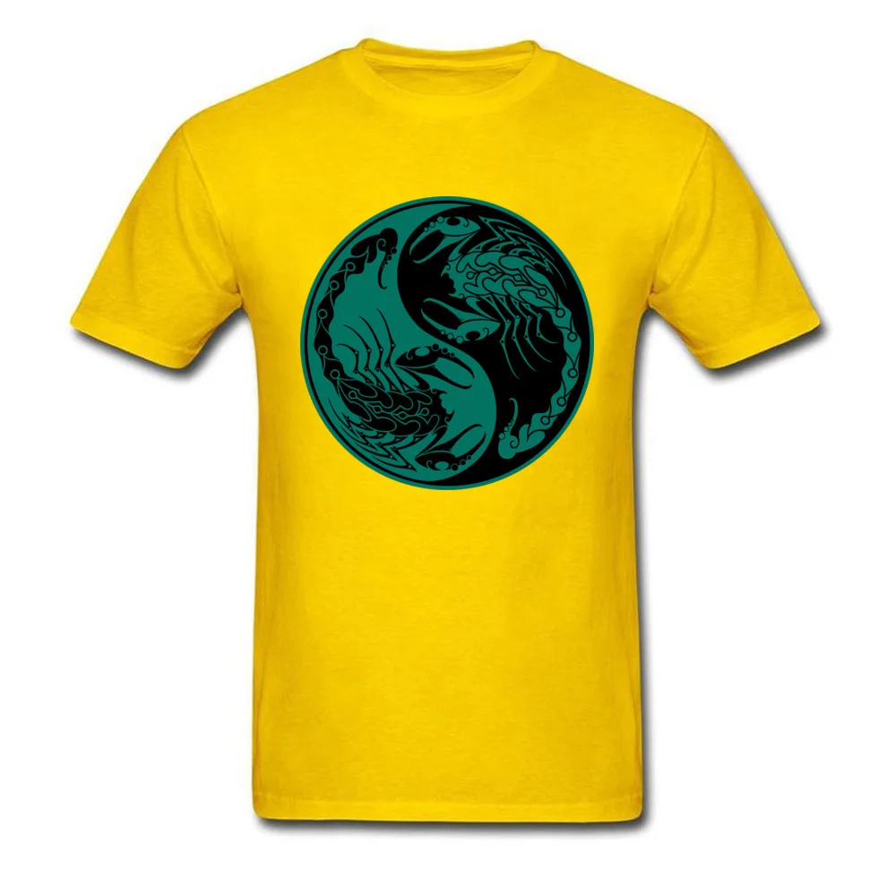  Men Tshirts Fashionable Group Tops T Shirt 100% Cotton Round Collar Short Sleeve Funny Tees Summer Wholesale Teal Blue and Black Scorpions Yin Yang yellow