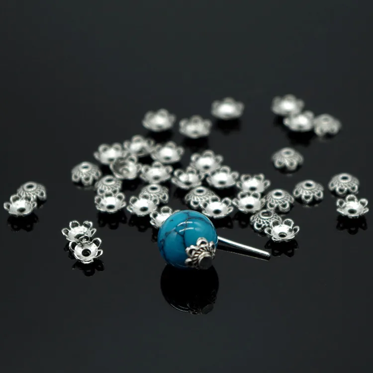 

300pcs Tone Silver Plated Flower Metal Bead Caps 5mm Filigree Jewelry Findings Connector Beads Cap Wholesale Parts Jewellery