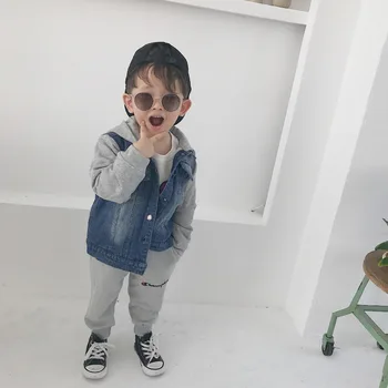 

Kids jacket denim jacket fleece lining thicken warm autumn winter boys girls outwear