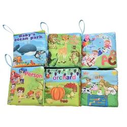 6 стилей Multi-Цветной мультфильм книга Дети раннего обучения Язык Ткань ткань Книжки детские развивающие Игрушки для маленьких детей