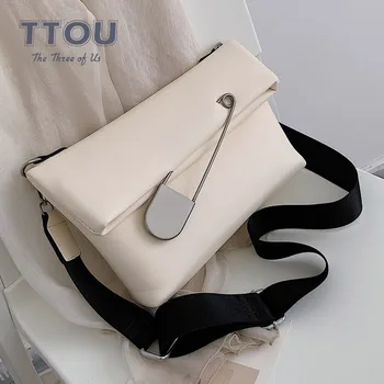 

TTOU Fashion Women Messenger Bag Quality Leather Wide Strap Female Shoulder Bag Solid Casual Flap Bag Ladies Crossbody Bag Sac