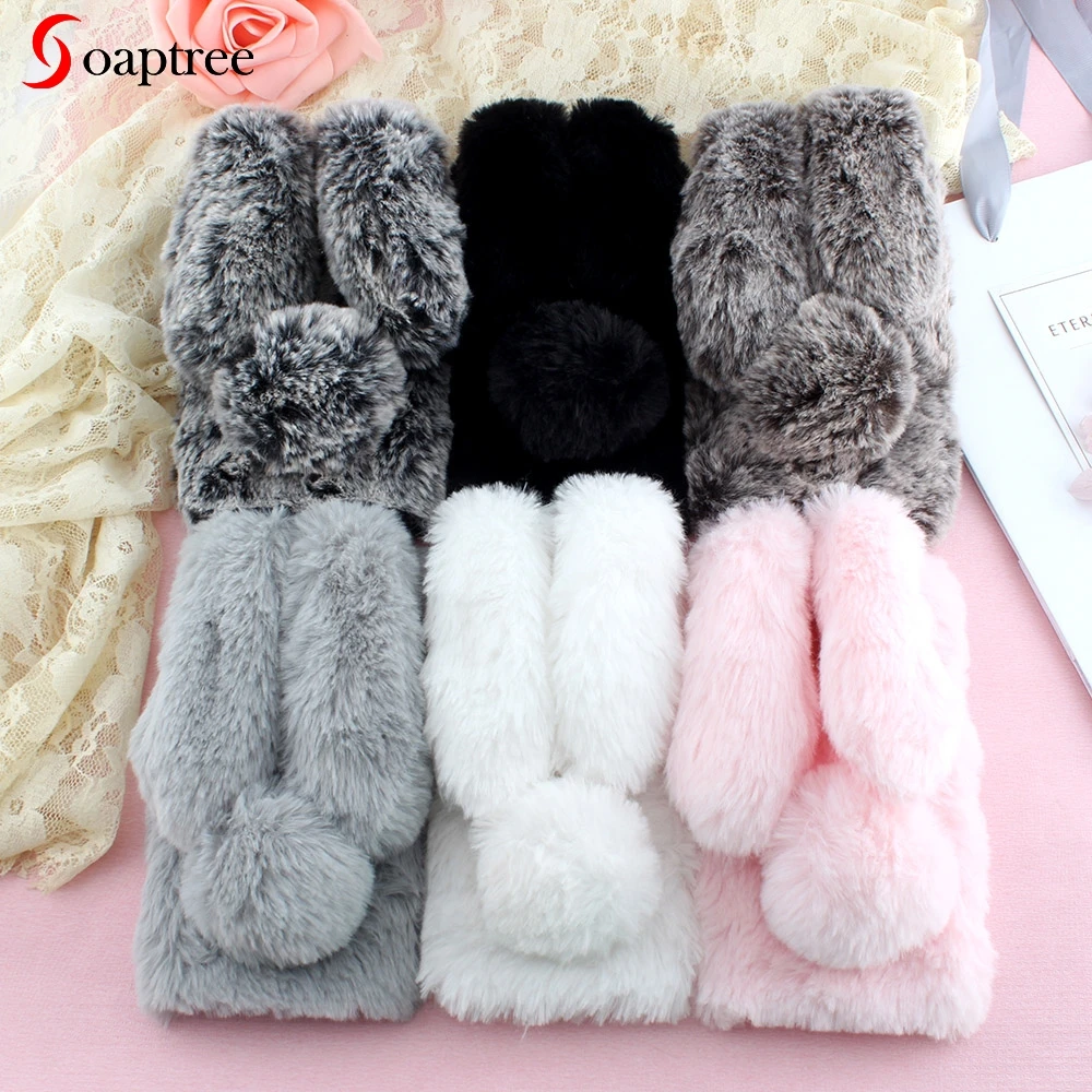 

Cute Rabbit Fluff Soft Phone Case For Samsung Galaxy J3 2017 J5 2017 J7 2017 European version Silicone Phone Bags Cover Shells