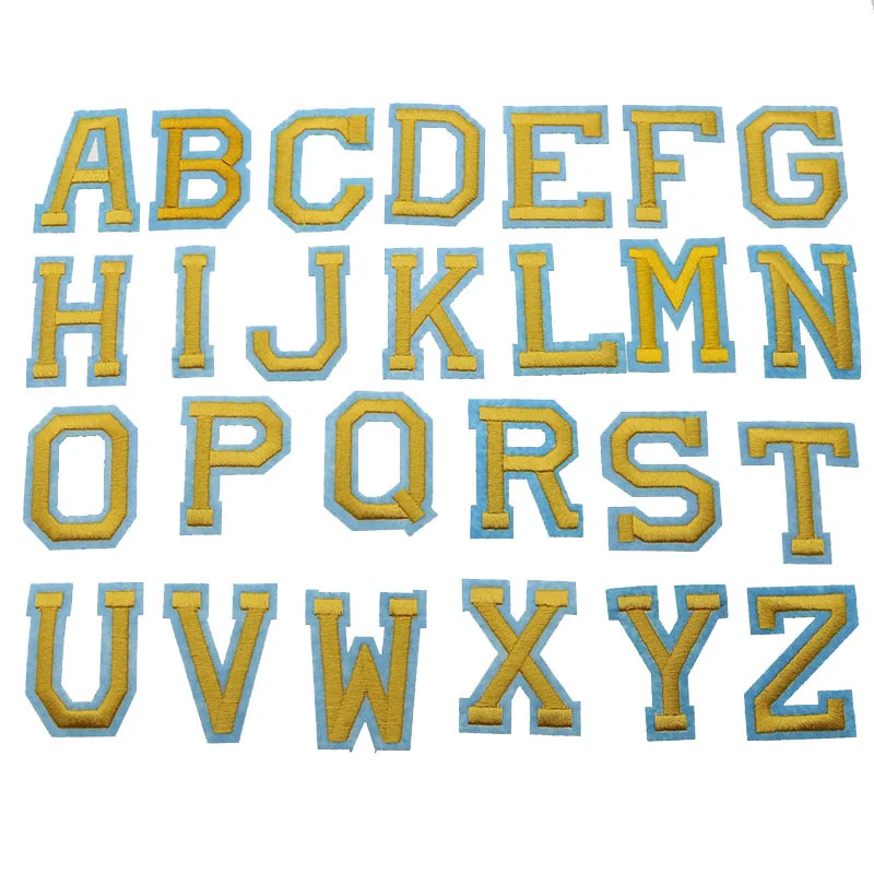 

embroidered Gold Letters Clothes Embroidered Cloth Clothes Diy Stickers Clothes Pattern Decals Sewing Patch Stickers 10pcs