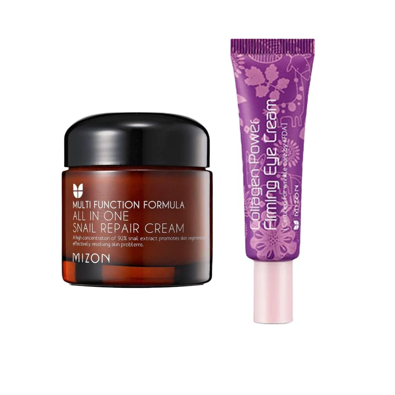 

MIZON All In One Snail Repair Cream 50ml [ Special Version ] + MIZON Collagen Power Firming Eye Cream 10ml Face Skin Care Set