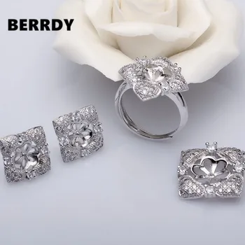 

Fashion Pearl Pendant/Earrings/Ring Set Mountings Findings Settings Jewelry Set Parts Fittings Charm Accessories for Lady Girls