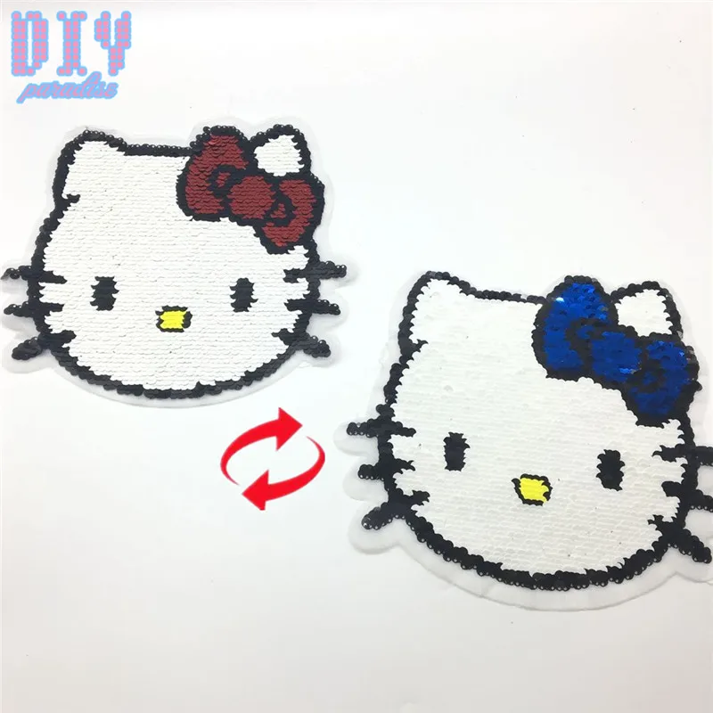 

Cat Reverse Sequins Sew On Patches for Summer T Shirt clothes Clothing Reversible Change Color Patch Applique