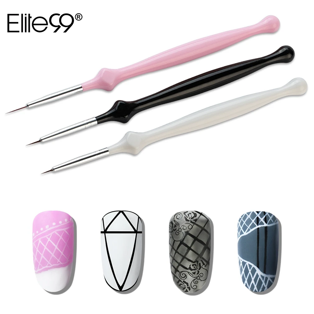 

Elite99 3 Pieces/Set Nail Art Liner Brushes 7/9/11mm Drawing Line UV Gel Polish Acrylic Pen Painting Brushes Manicure Nail Tools