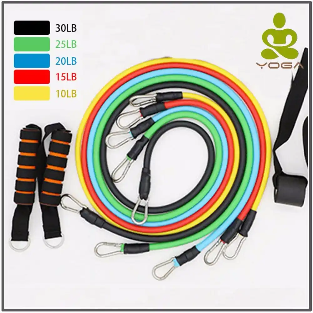 Post Free Shipping 11pcs in 1 set Resistance Bands Exercise Tubes
