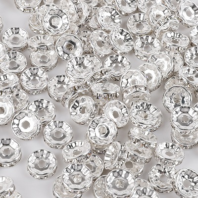 6mm Gold Silver Color Crystal Beads Rhinestone Rondelles Loose Spacer Beads for Jewelry Making DIY Bracelet
