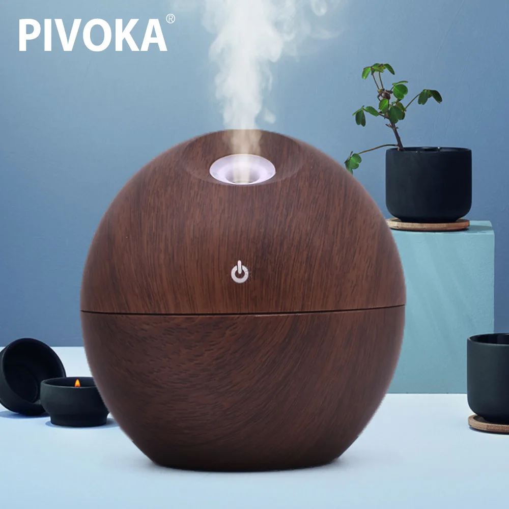 

PIVOKA Mini Wood Grain Air Humidifier Ultrasonic Aromatic Oil Diffuser Air Humidification