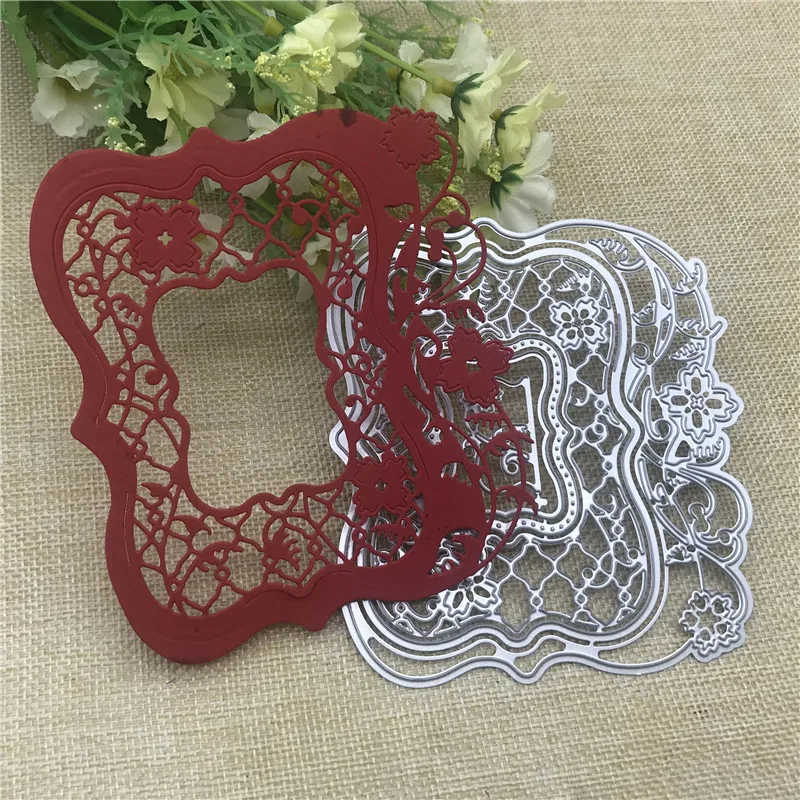 

Flowers Background Plates Frame Metal Cutting Dies for DIY Scrapbooking Album Paper Cards Decorative Crafts Embossing Die Cuts