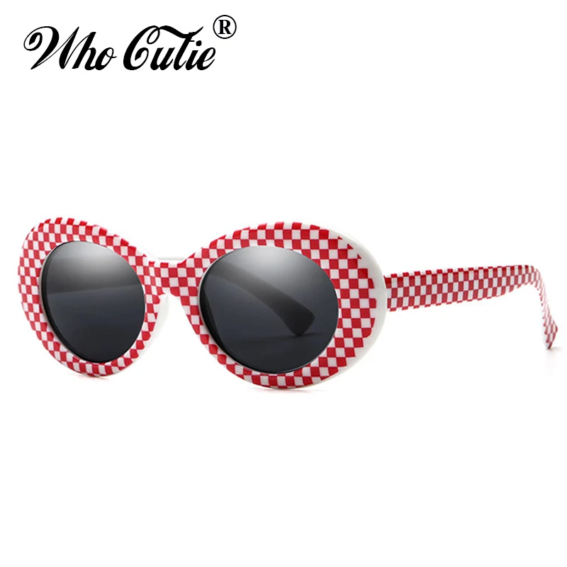 WHO CUTIE очки в стиле Курта Кобейна винтажные маленькие овальные солнцезащитные очки для женщин 90S ретро леопардовая оправа для детей солнцезащитные очки OM852