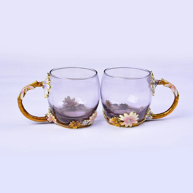 Elegant Blossom Glass Mugs