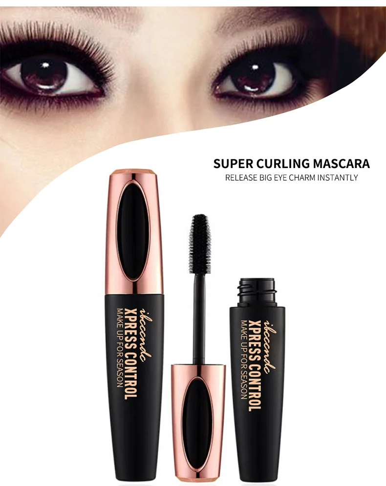 Hot 4D Silk Fiber Mascara Volume Makeup Lengthening Black Mascara Long-wearing Waterproof Eyelash Extension Eye Lashes Cosmetics