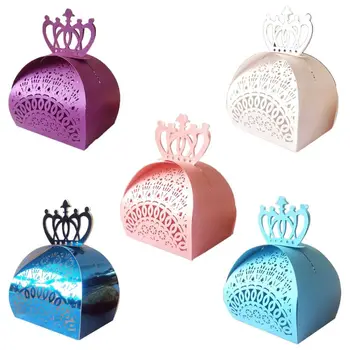 

25pcs/pack Crown Laser Cut Hollow Gifts Chocolate Candy Boxes Baby Shower Wedding Party Favors Supplies