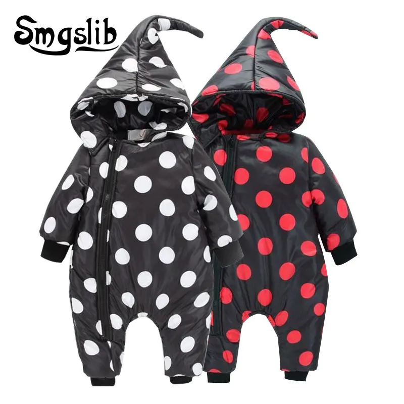 

Infant winter clothing Dots Newborn Overalls snowsuit Snow Wear Coats Cotton toddler Girl clothes baby boy romper onesie 0-24M