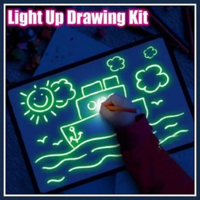 

2019 Draw with light fun and developing toy fluorescent magic light drawing board glow in Dark for kids drawing toys gift