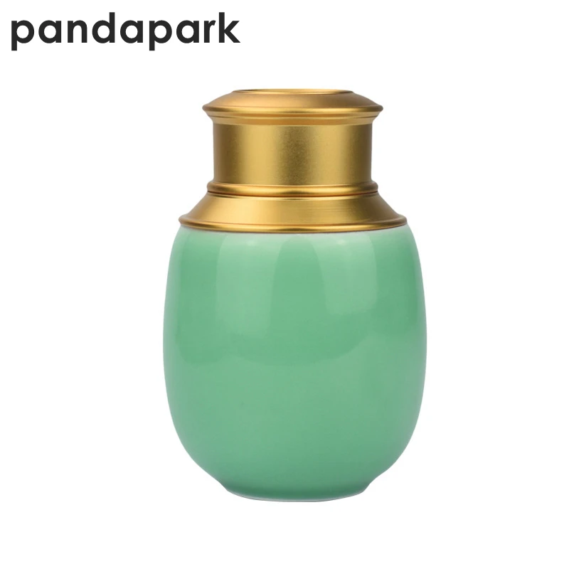 Pandapark портативный алюминиевый Celadon чайный Caddy фарфоровый контейнер для хранения металлический керамический Органайзер банка PPX007