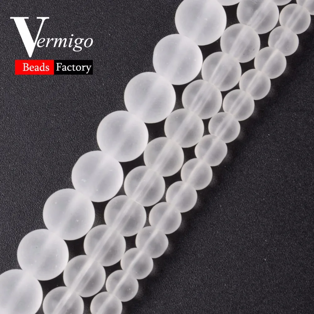 

Dull Polished Imitation White Crystal Round Matte Loose Beads For Needlework Jewelry Making 6 8 10 12mm Diy Bracelet Accessories