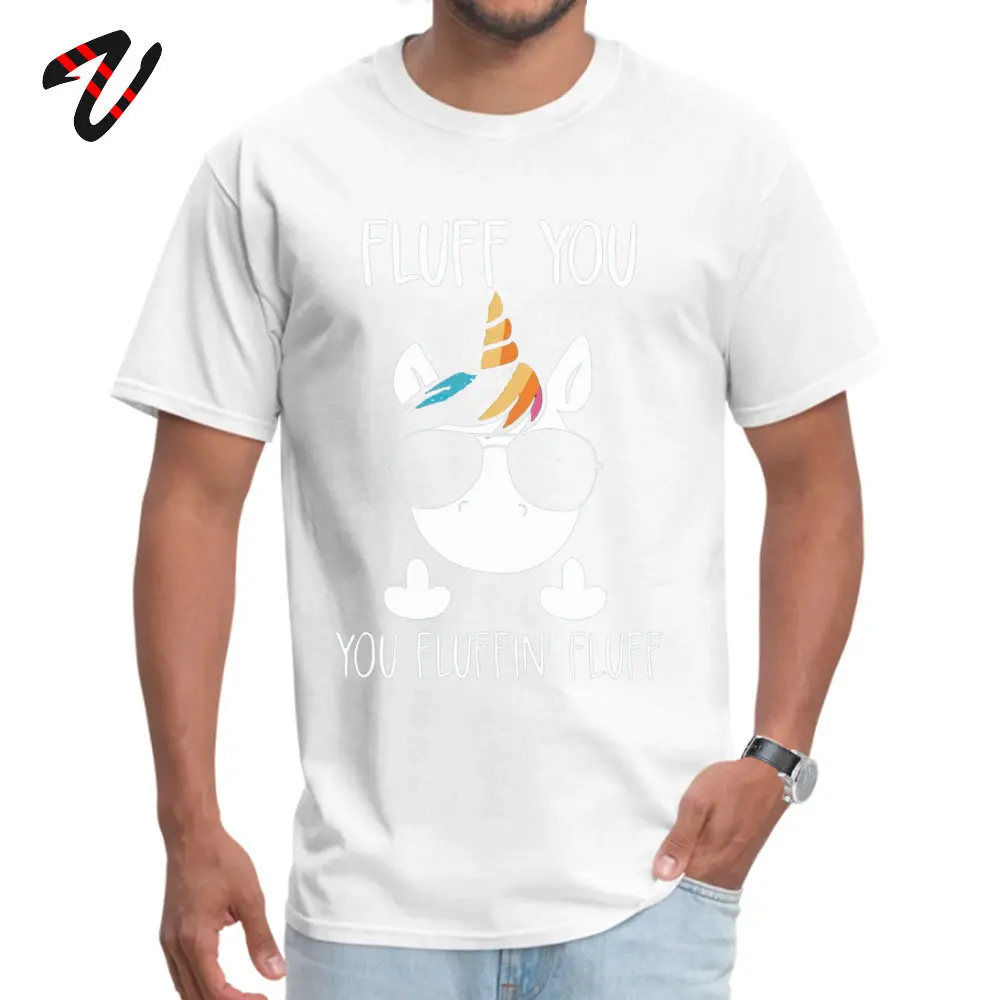 Simple Style Round Collar T-Shirt Fall Tops Tees Short Sleeve Brand New All Cotton Fitness Tight Tshirts Camisa Men's UNICORN FLUFF YOU YOU FLUFFIN FLUFF15744 white