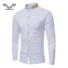 VISADA JAUNA Новая модная повседневная мужская Повседневная рубашка с длинным рукавом и вышивкой в виде пшеничных ушей, размеры s-xl TLH96
