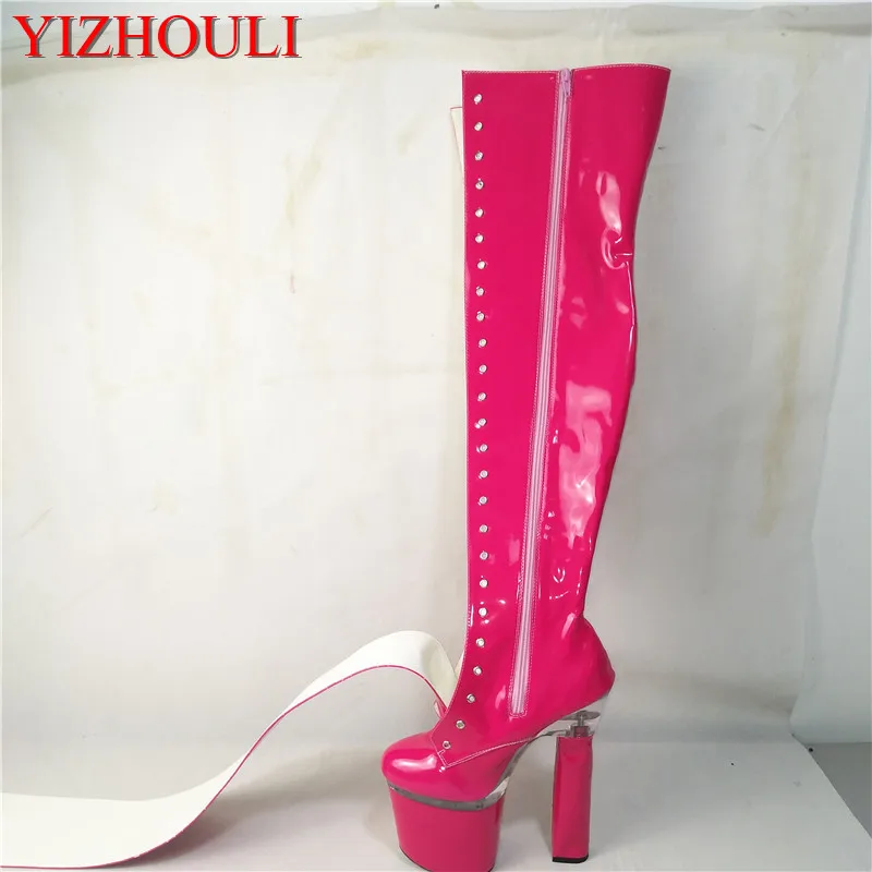 

Sexy 18-cm high heel boots, stage show shoes, nightclub pole, dancing boots, can be customized in various colors