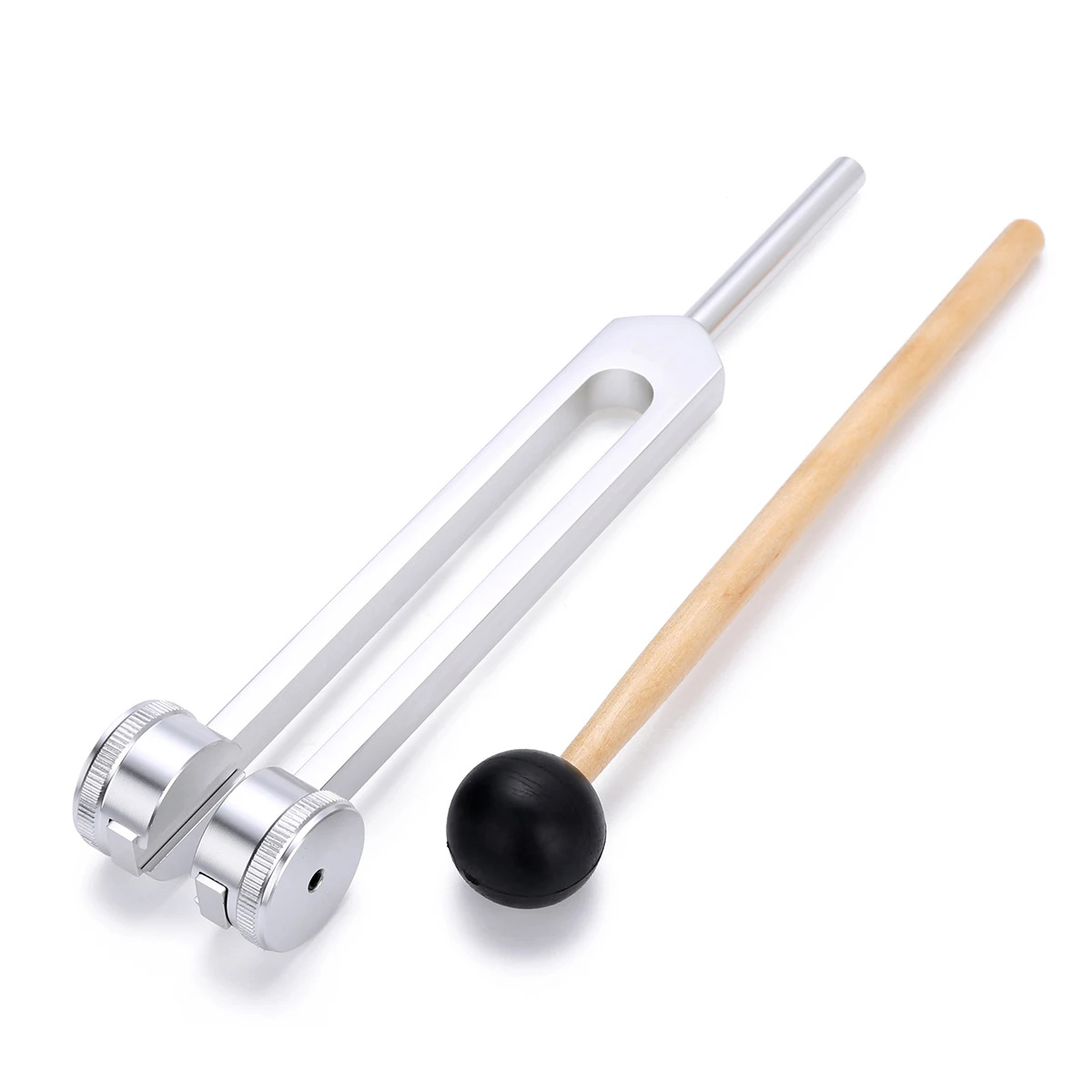128HZ Aluminum Alloy Silver Tuning Fork Chakra Hammer Ball Diagnostic Tool for Sound Healing Therapy Health Care