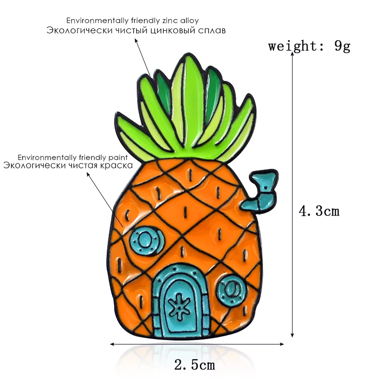GDHY Губка Боб ананас хижина брошь мультфильм Губка Боб Желтый дом в форме ананаса эмаль булавки Рюкзак джинсовый значок для детей Подарки