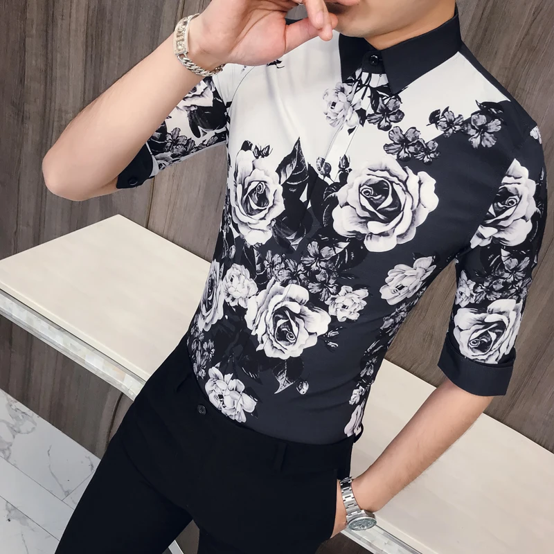Модные 2019 Для мужчин рубашка летние платья с короткими рукавами блуза цифровым