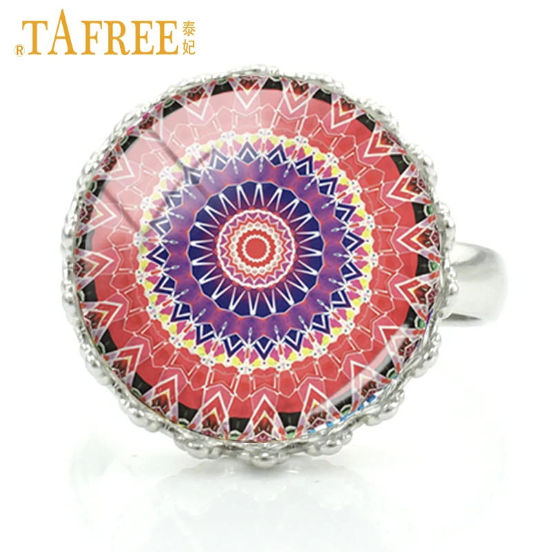 

TAFREE 2017 New Mandala Rings Fashion Yoga vintage Henna Zen Retro Handmade good quality great simple flower jewelry A451