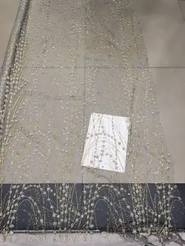

5 Yards/lot glitter style French Tulle Net fancy yaking-196 african glued glitter lace fabric in silver For party Dress