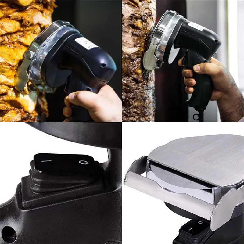 New Kebab Slicer Electric Meat-cutting Machine Portable Hand-held Kebab Knife With Two Blades Sliced Meat Gyros Cutter USUKEU (8)
