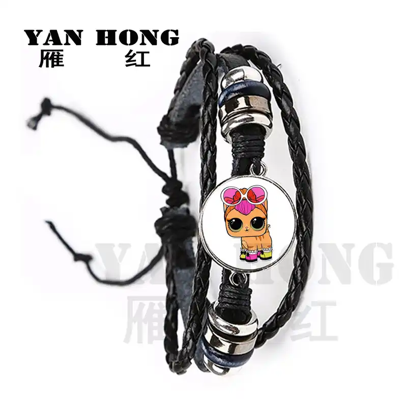 Леденец кукла кожаный браслет 20 мм стеклянный купол мультфильм ювелирные изделия круглый стеклянный браслет детский подарок