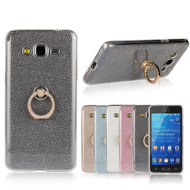 Роскошный силиконовый чехол с держателем для Samsung Galaxy Grand Prime прозрачный мягкий