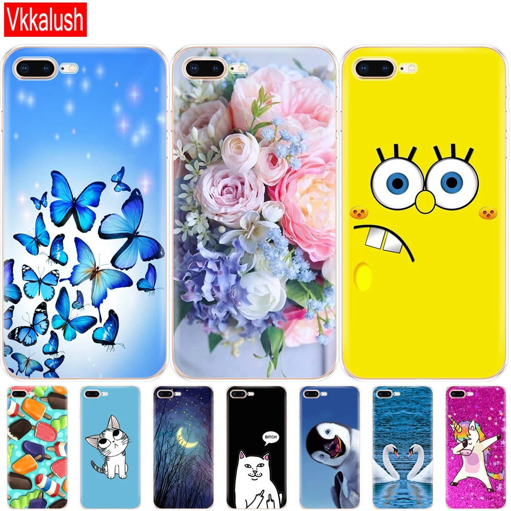 

Silicon Case For iphone 7 8 Case soft tpu Shell Cover For Apple iPhone 7 8 plus Bag Funda coque etui bumper paiting