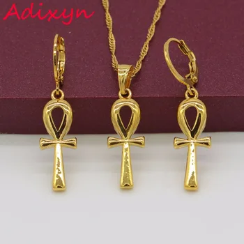 

New Dubai Cross Jewelry Set Gold Color Necklace/Earring/Pendant Eritrea/African/Dubai/Ethiopia/Nigeria/Arabic/Oman Items