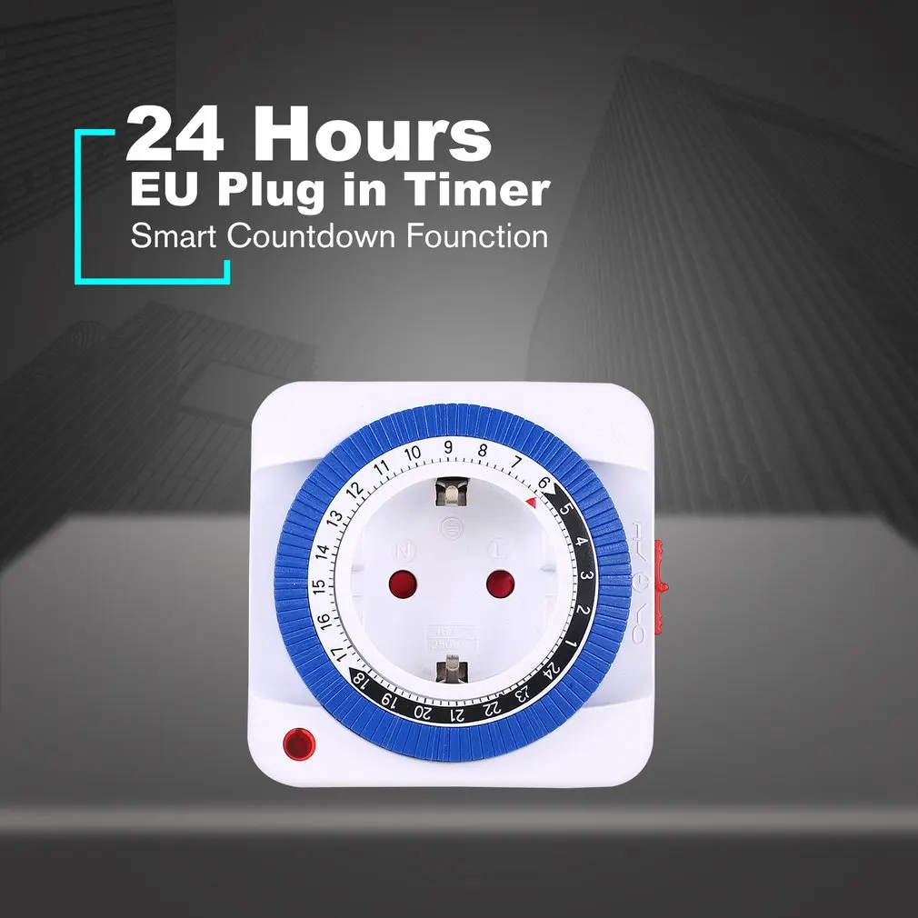 

24 Hour Timer Energy Saver Socket in Mechanical Grounded Programmable Timer Switch Smart Switch Indoor Auto Power off US EU Plug