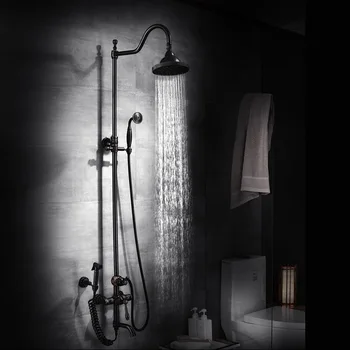 

All copper new four-speed switch black ancient carved shower large top nozzle with bidet spray gun intensive rain shower