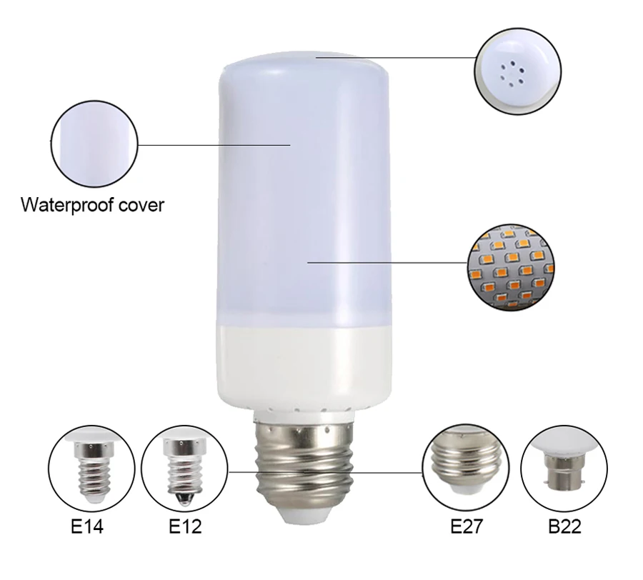 Хорошее QualityE27 E26 B22 E12 E14 3-Режимы светодиодный Влам эффект огонь Gloeilampen 6 Вт AC85-265 V мерцающего Emulatie decoratieve лампы 3 шт