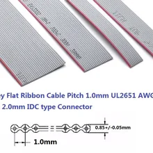 5 метров 1,0 мм UL2651 серый Гибкий плоский кабель на возраст 6, 8, 9, 10, 12, 14, 16, 20, 24, 26-30 40 50 60 64 Pin 28 AWG лента IDC соединитель 2,0 мм