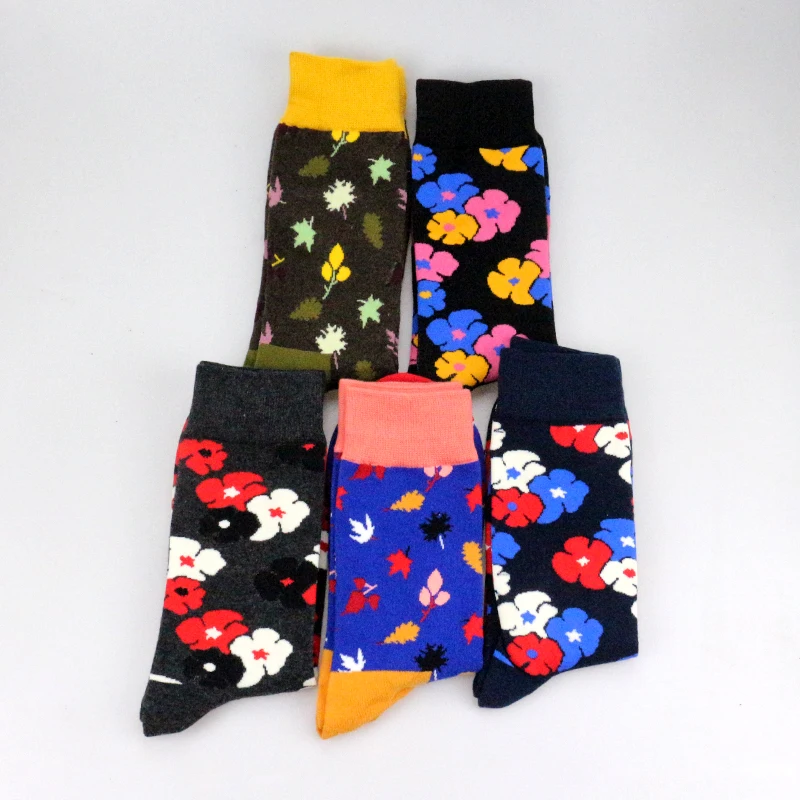 Colorful Flower Leaves Socks 2018 Premium Fancy Happy Socks Personality ...