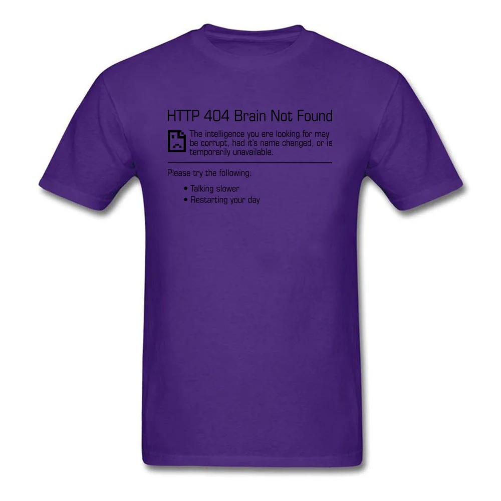 Special 404 Brain Not Found Leisure Short Sleeve Tshirts VALENTINE DAY Crew Neck 100% Cotton Tees for Students T-shirts Hip hop 404 Brain Not Found purple