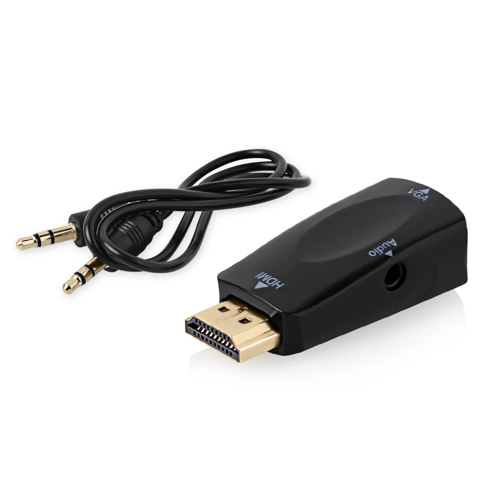 Адаптер HDMI VGA 1080P штекер гнездо высококачественный адаптер с аудиокабелем для ПК
