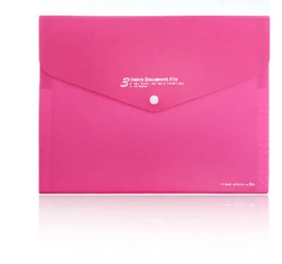 EZONE 1 шт. A4 Кнопка сумка для файлов большой емкости 3 сетки 8 цветов сумка для информации о собрании пластиковая папка креативные канцелярские принадлежности - Цвет: White Red